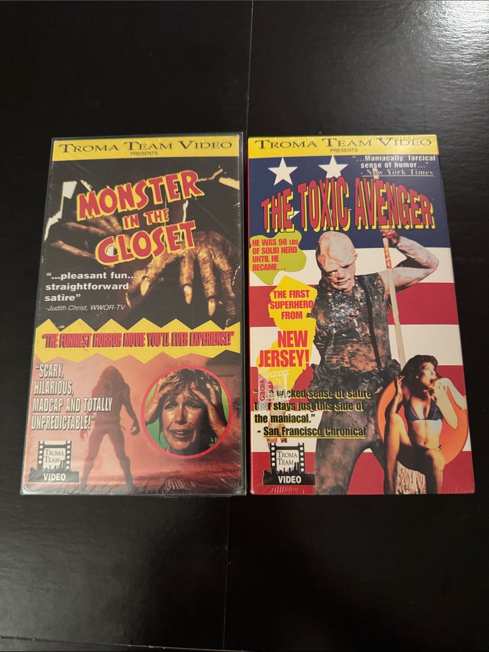 2 📼 VHS Lot - Monster in the Closet & The Toxic Avenger - (Sealed)! Troma Movies